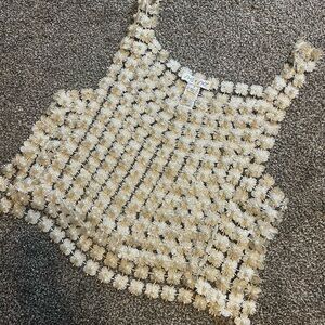 She + Sky Mesh Pearl Top